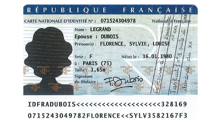 exemple à transmettre de document modifié contenant une carte identité 