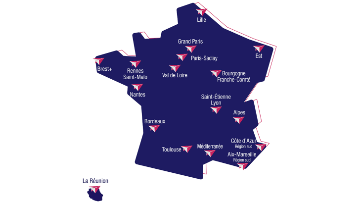 Carte capitales French Tech