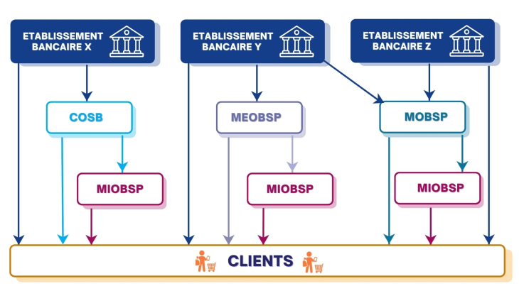 Image schématisant les interactions entre les différentes catégories d’IOBSP et les clients