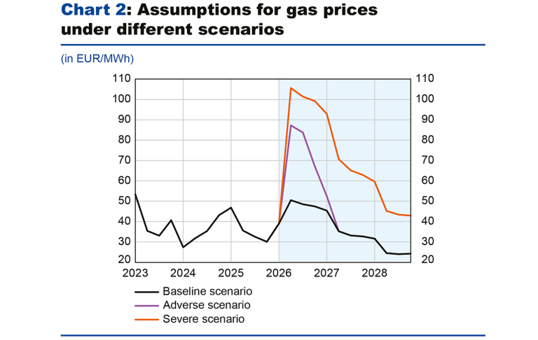 Chart2: Assumptions for gas prices under different scenarios