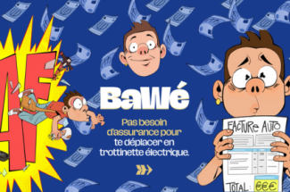 Illustration idée reçue pas besoin d'assurance pour te déplacer en trottinette électrique